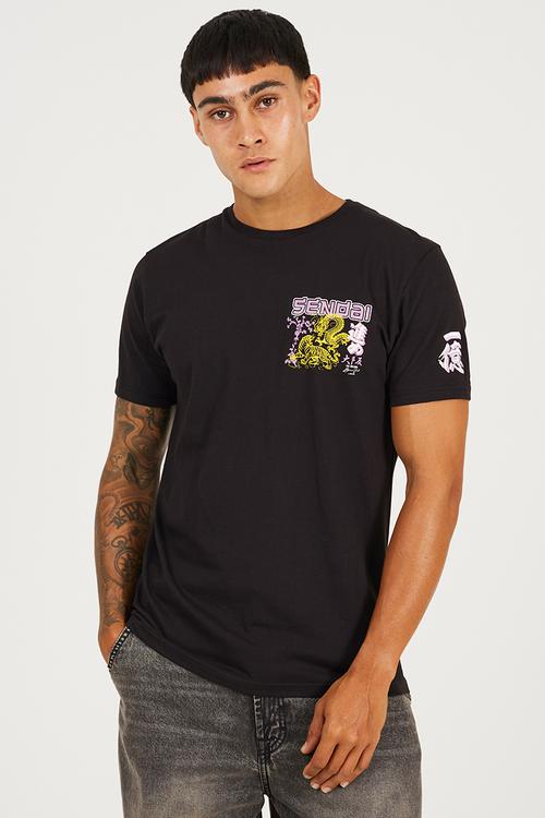 MTS-149KOVU - JET BLACK / MULTI-COLOUR PRINT