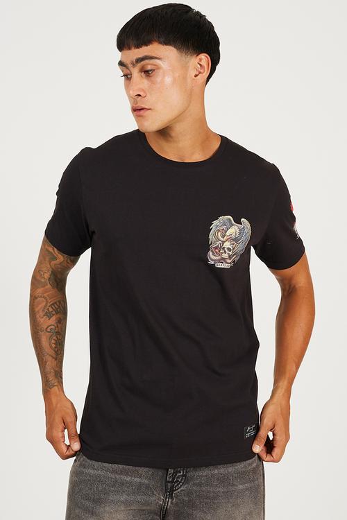MTS-149KRUGER - JET BLACK / MULTI-COLOUR PRINT