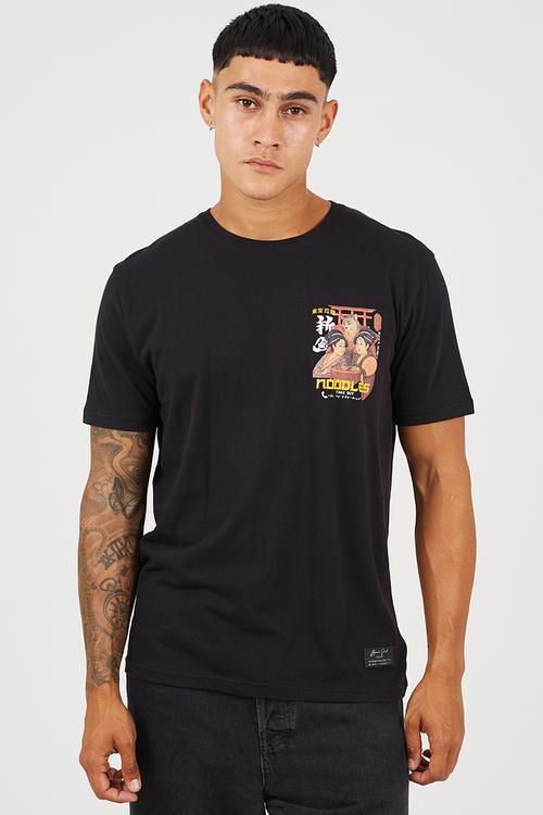 MTS-149MINEKO - JET BLACK / MULTI-COLOUR PRINT