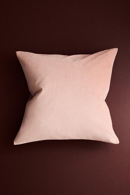 Cotton velvet cushion cover - light dusty pink