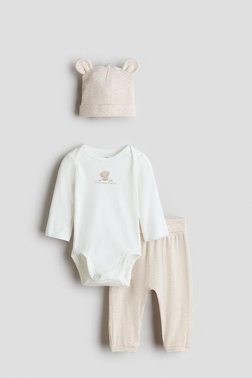 3-Piece cotton jersey set - beige/i'm new here