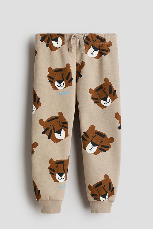 Printed joggers - beige/tigers