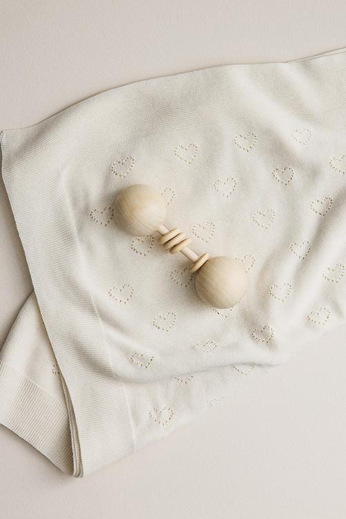 Cotton pointelle baby blanket - white