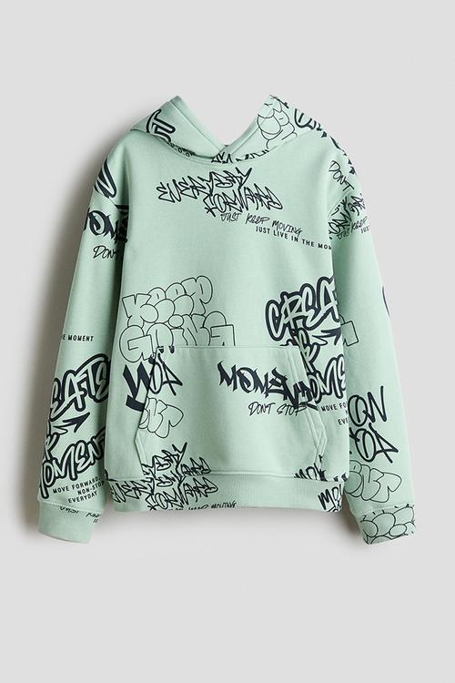 Hoodie - light green/graffiti