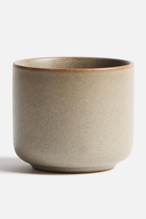 Reactive-glaze stoneware mug - beige