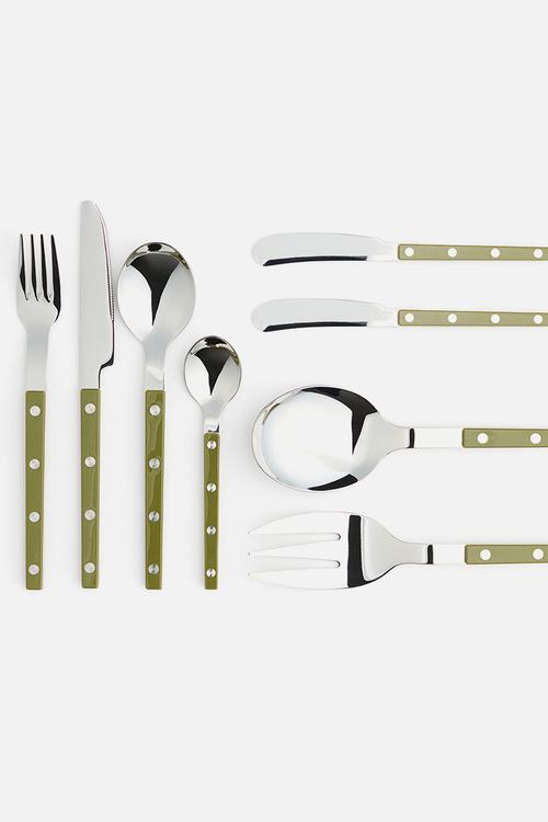 Stainless steel salad servers - green