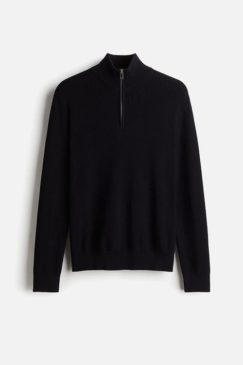 Regular fit zip-top jumper - navy blue