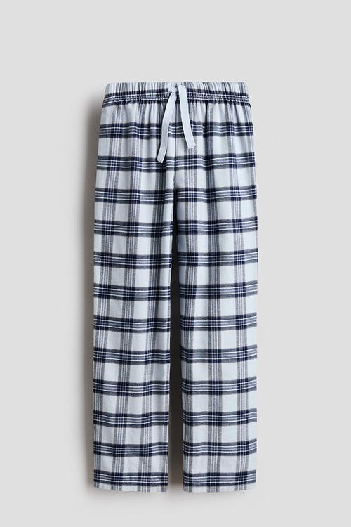 Cotton pyjama bottoms - light blue/checked