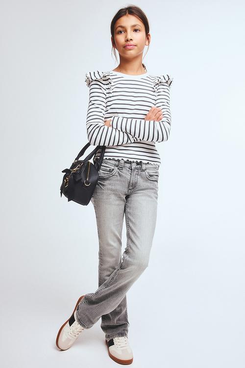 Bootcut leg low jeans - washed denim grey