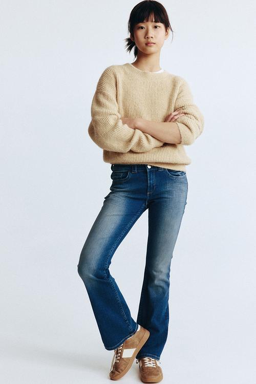Bootcut leg low jeans - denim blue
