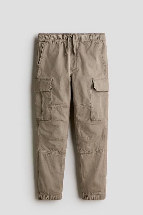 Cotton cargo joggers - beige