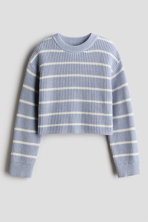 Cotton-blend jumper - light blue/striped