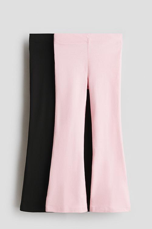 2-pack flared jersey leggings - light pink/black