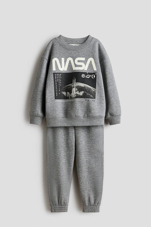 2-piece sweatshirt and joggers set - grey marl/nasa