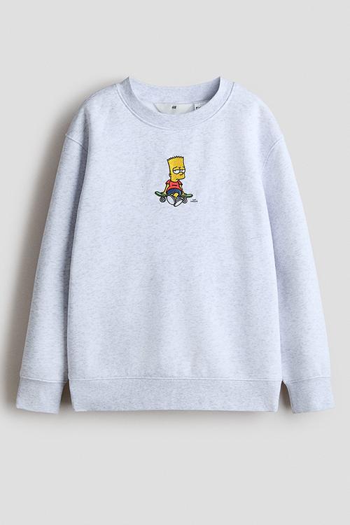 Print-motif sweatshirt - light grey marl/the simpsons