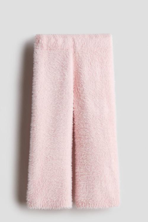 Fluffy-knit leggings - light pink