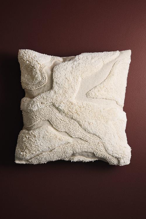 Textured cotton cushion cover - light beige
