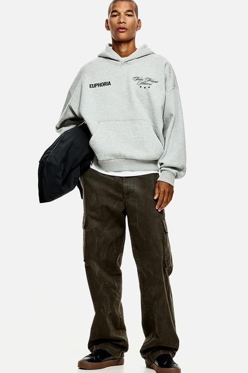 Loose fit hoodie - grey marl/euphoria
