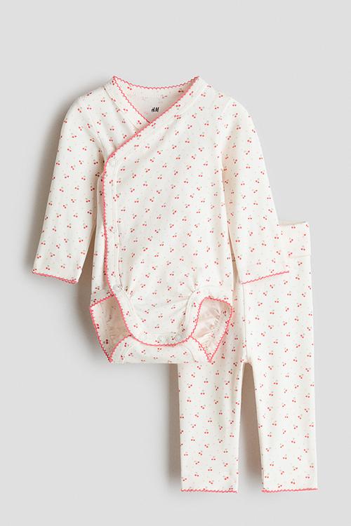 2-piece cotton set - cream/cherries