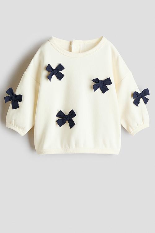 Motif-detail sweatshirt - cream/bows