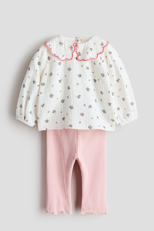 2-Piece blouse and leggings set - light pink/floral