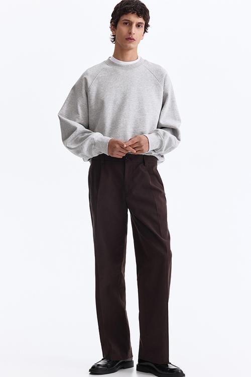 Relaxed fit cotton and lyocell tailored trousers - dark brown