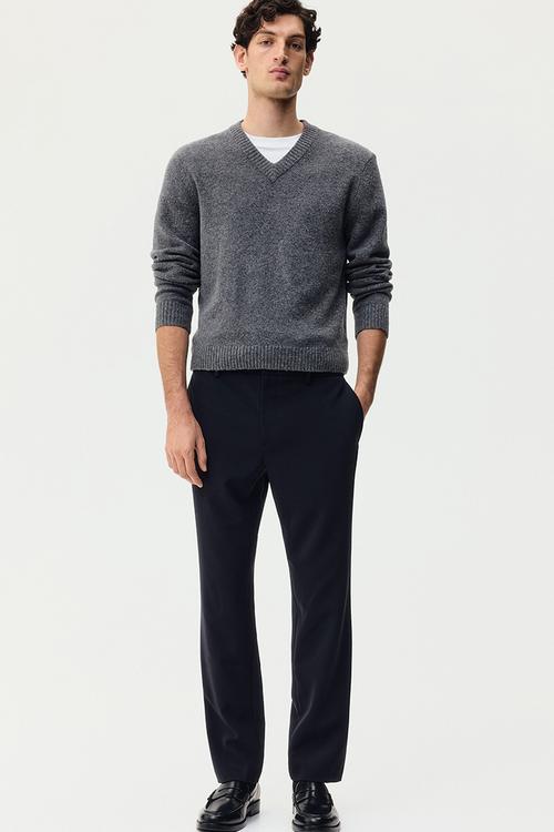 Slim fit tailored trousers - navy blue