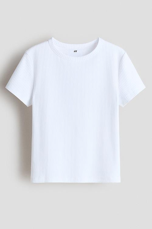 Ribbed cotton top - white