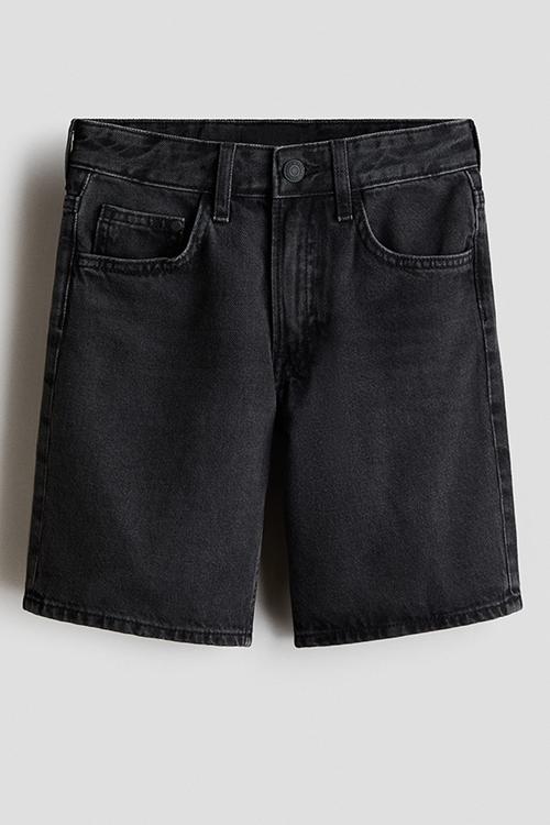 Loose-fit denim shorts - denim black
