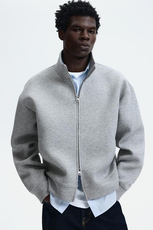 Loose fit scuba track jacket - grey marl