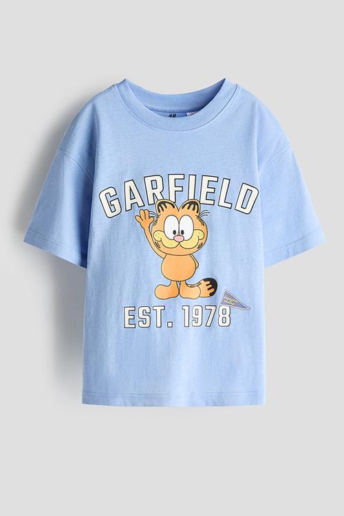 Oversized printed T-shirt - light blue/garfield