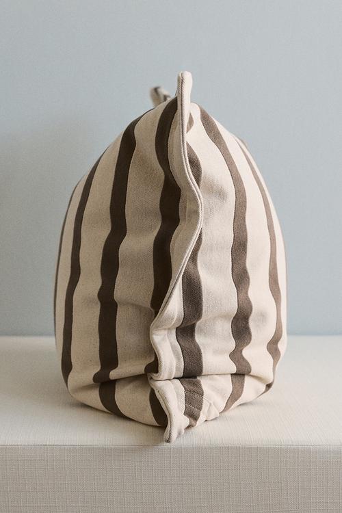 Patterned canvas cushion cover - mole/striped