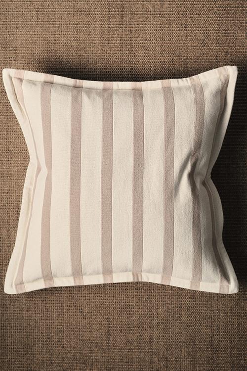 Patterned canvas cushion cover - beige/striped