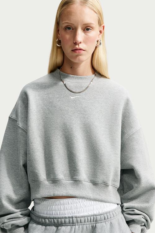 W Nk Stdo Flc Mw Os Crop Crew - Dk Grey Heather/Sail