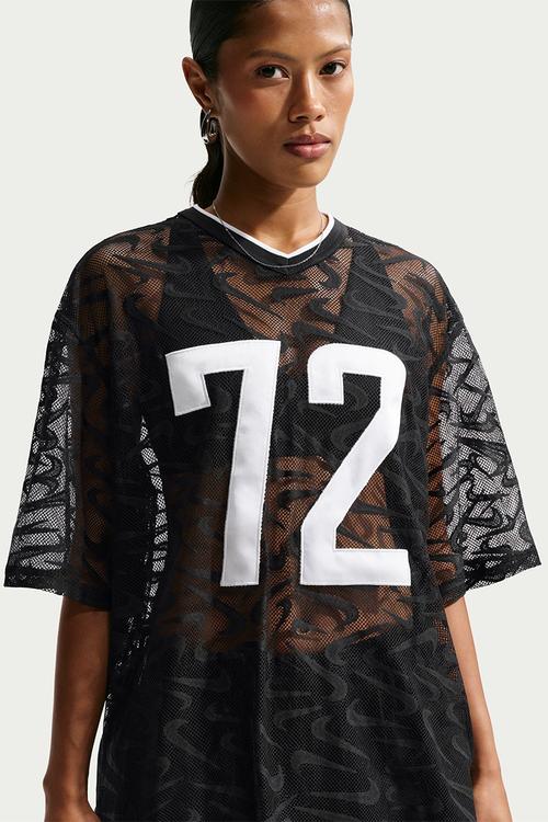 W Nk Chill Wvn Lace Jersey - Black/White/Black