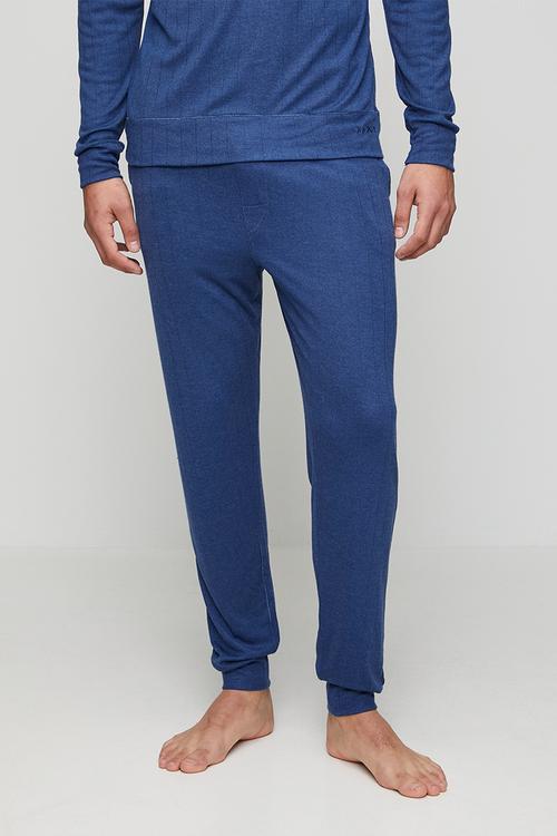 1Pk Cozy Warm Winter Needle Out Modal Poly Long Pants - Navy Peony