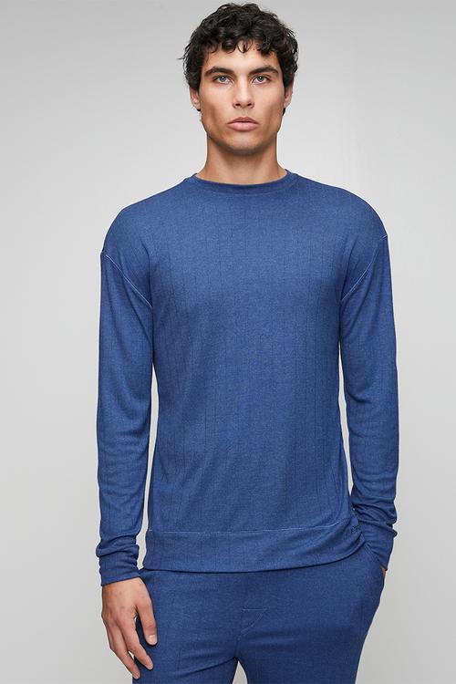 1Pk Mens Cozy Warm Winter Needle Out Modal Poly Interlock L/Sleeve Top - Navy Peony