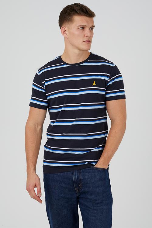 Yarn dyed stripe mens regular fit energy - optic white/midnight navy