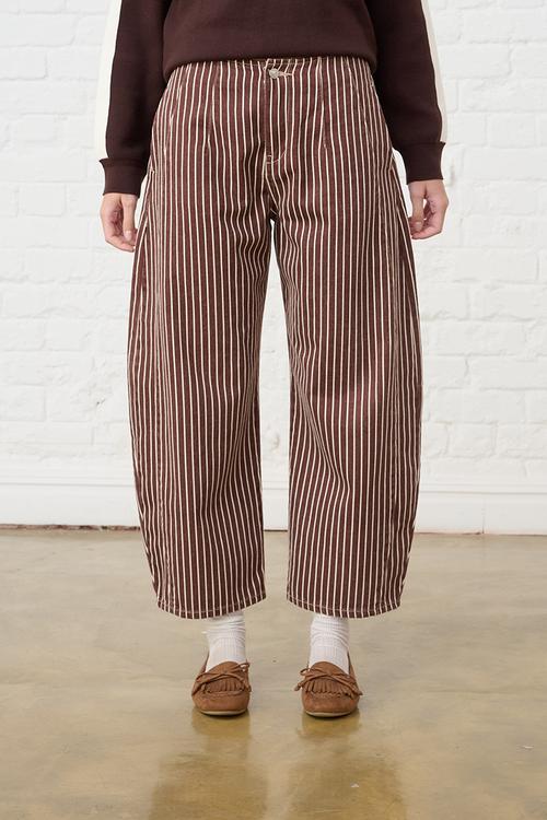 Contour Waist Barrel Leg Jeans - Choc Stripe