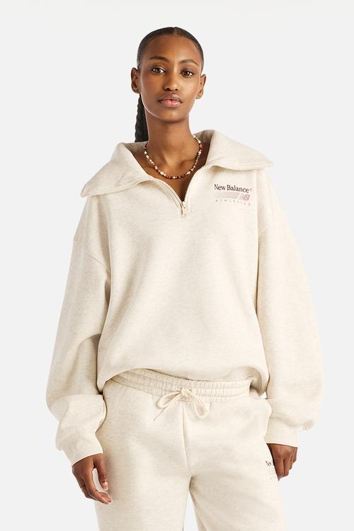 New Balance Trackside Brushed Fleece Half Zip - Linen Heather