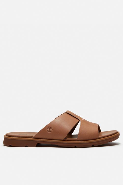 calista bay slide sandal -  medium brown full grain