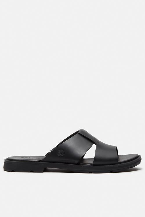 Calista bay slide sandal -  black full grain