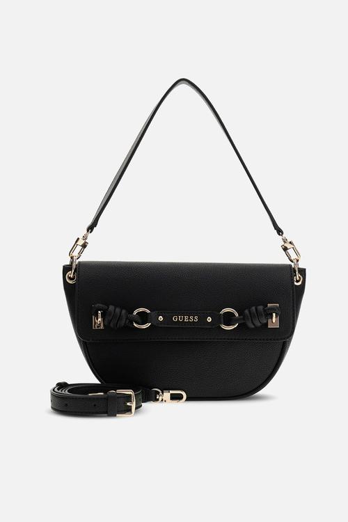 Camelia Flap Shoulder Bag- Black