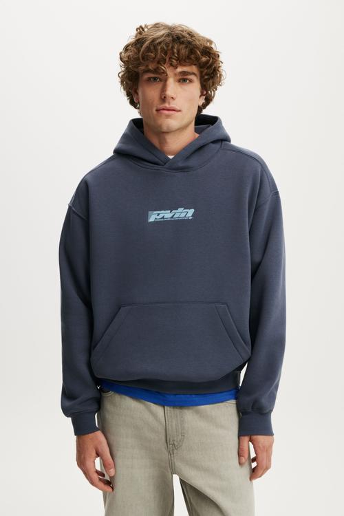 Box Fit Graphic Hoodie - Denim Blue/Pvln