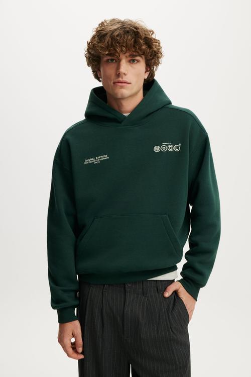 Box Fit Graphic Hoodie - Heritage Green/Modl