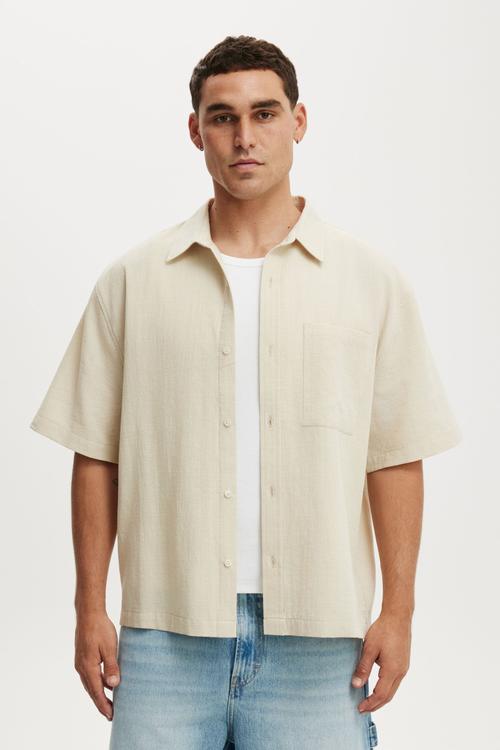 Boxy Fit Short Sleeve Shirt - Stone