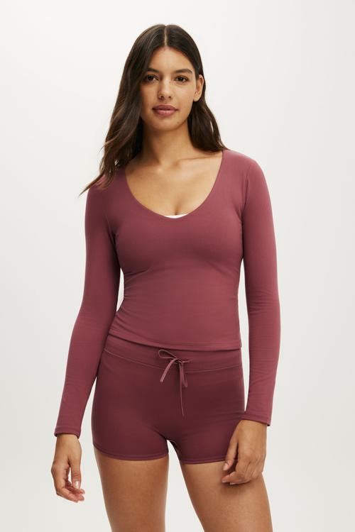 Ultra Soft Scoop Neck Long Sleeve - Dusty Rose