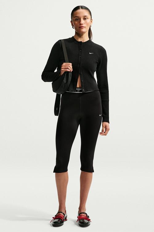 W Nk Chill Jrsy Capri Tight - Black/Black/White