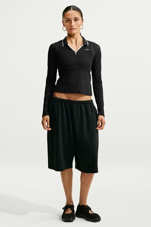 W Nk Chll Knt Ls Stch Lace Top - Black/Black/White/White