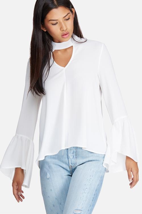 Bell sleeve keyhole blouse